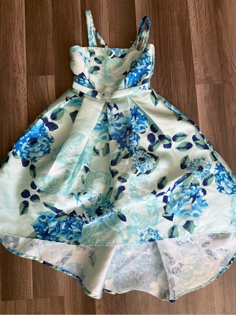 Speechless Blue Floral Fit-and-Flare Dress with Belt
